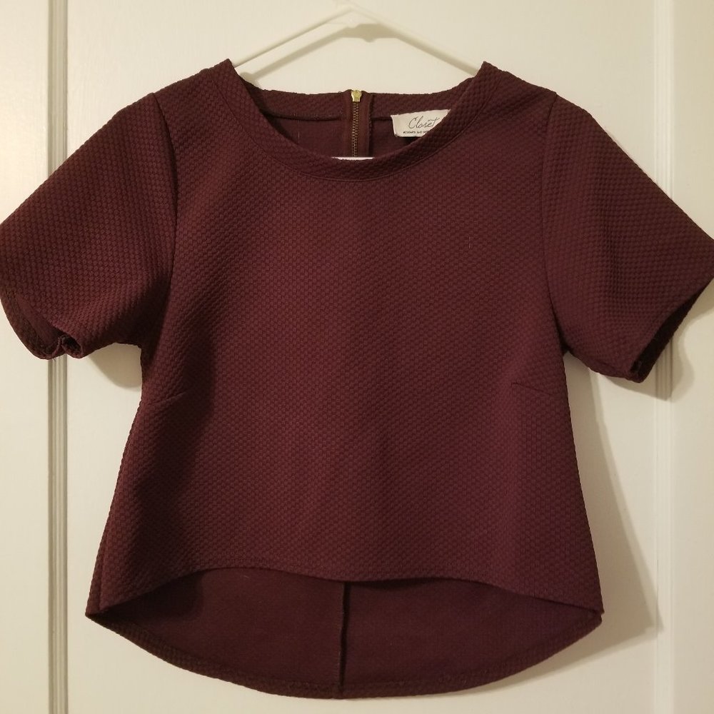 Burgundy crop shirt